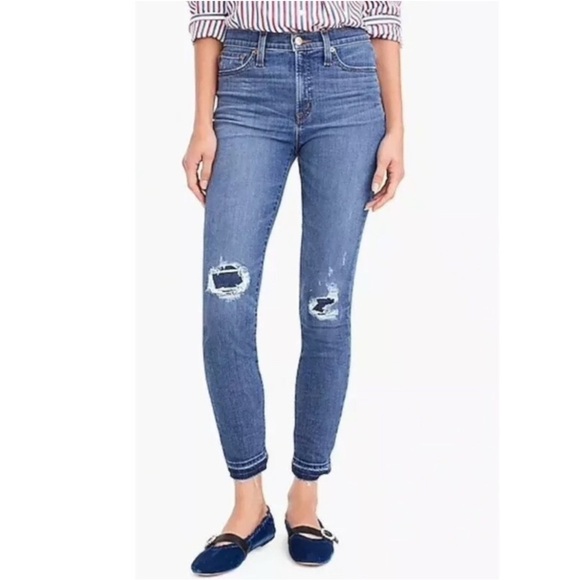 J.Crew Lookout High Rise Skinny Jeans | Size 30 | Distressed Knees | EUC - Picture 1 of 8